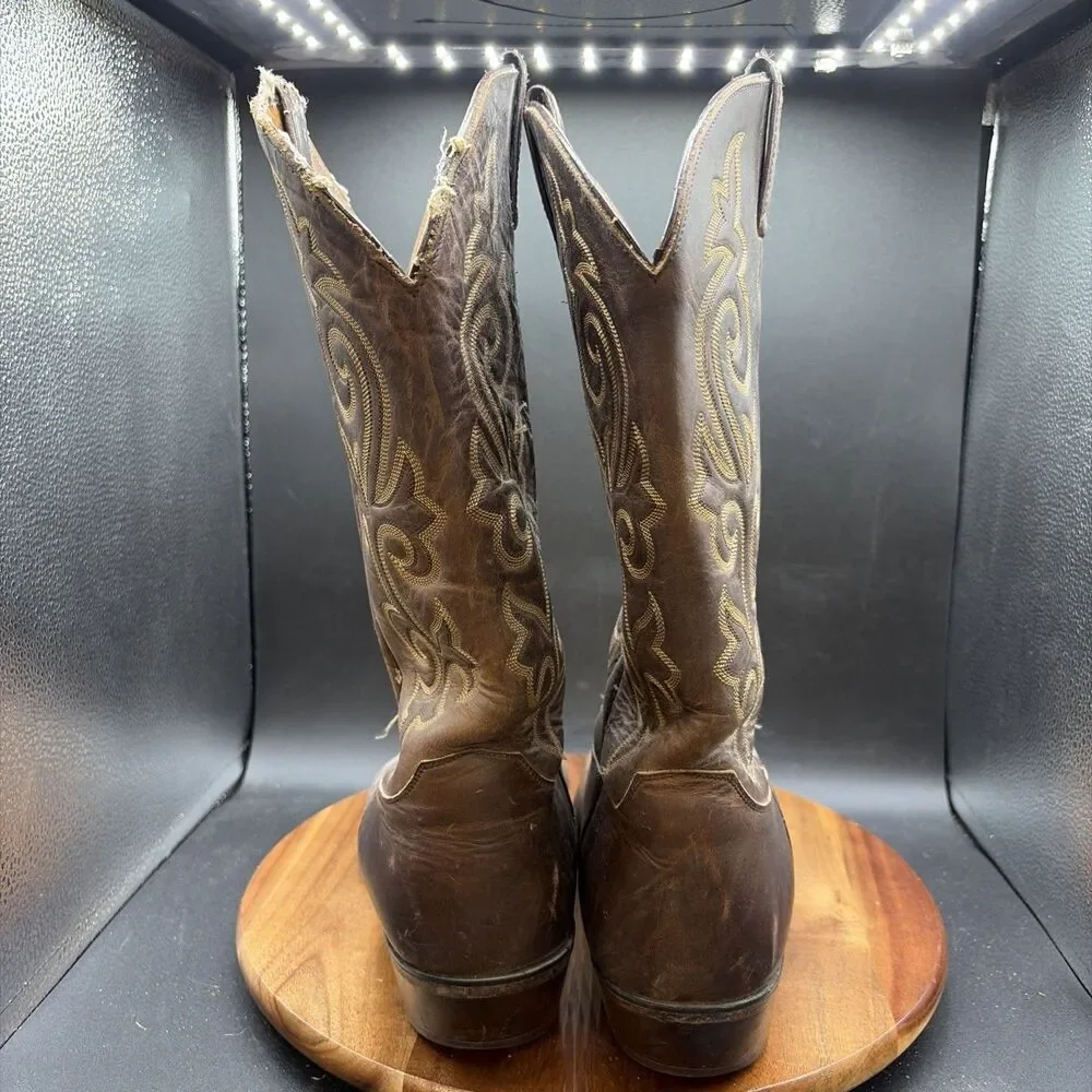 Justin 2253 Cowboy Boots Mens Size 12 EE Brown Buck Bay Apache Western Made USA